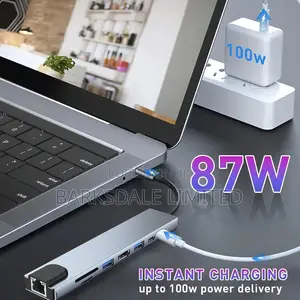 USB C Hub 8 In 1 Adapter HDMI Rj45 Ethernet Sd/Tf Docking