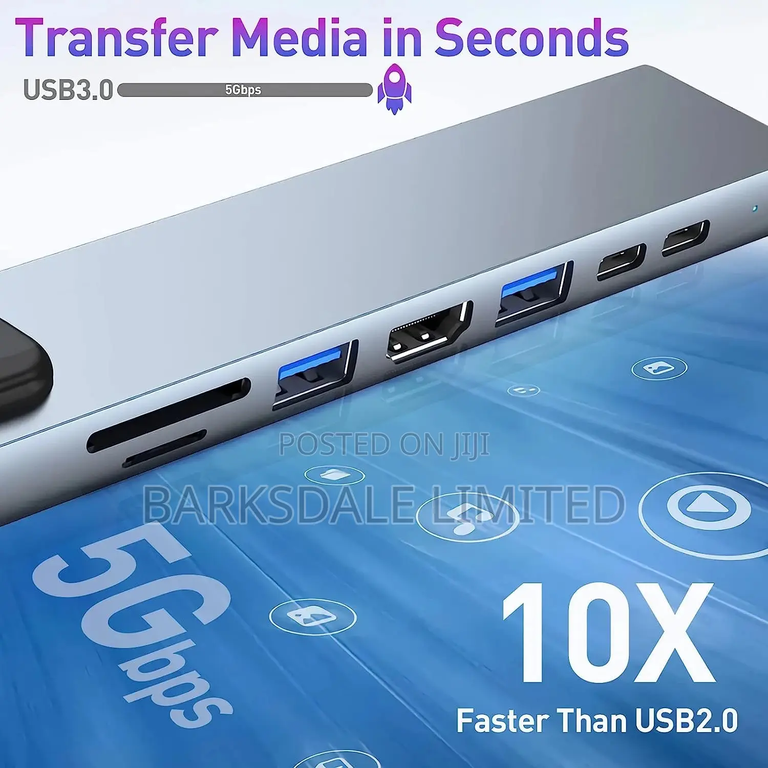 USB C Hub 8 In 1 Adapter HDMI Rj45 Ethernet Sd/Tf Docking