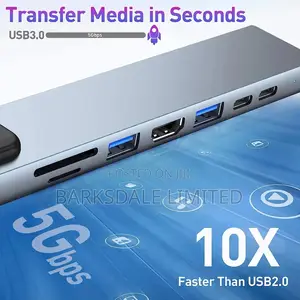 USB C Hub 8 In 1 Adapter HDMI Rj45 Ethernet Sd/Tf Docking