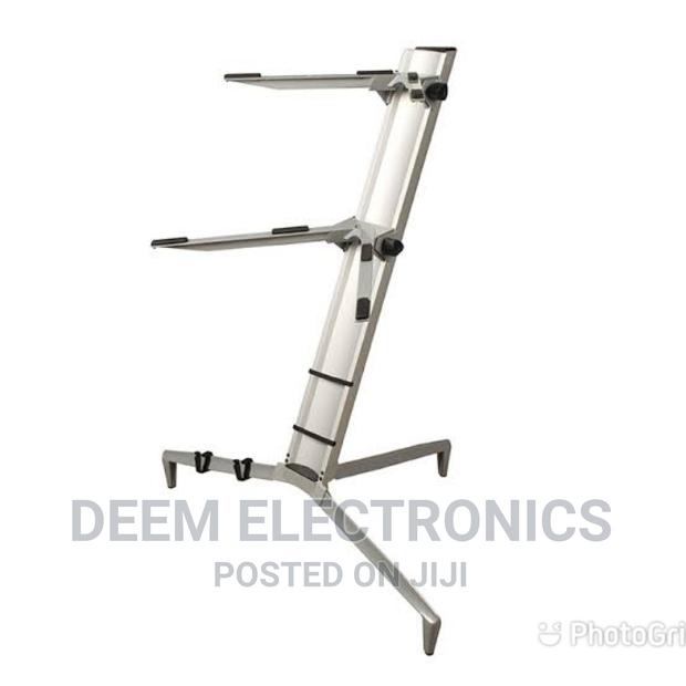Keyboard Stand Aluminium for 2 Keyboards Silver
