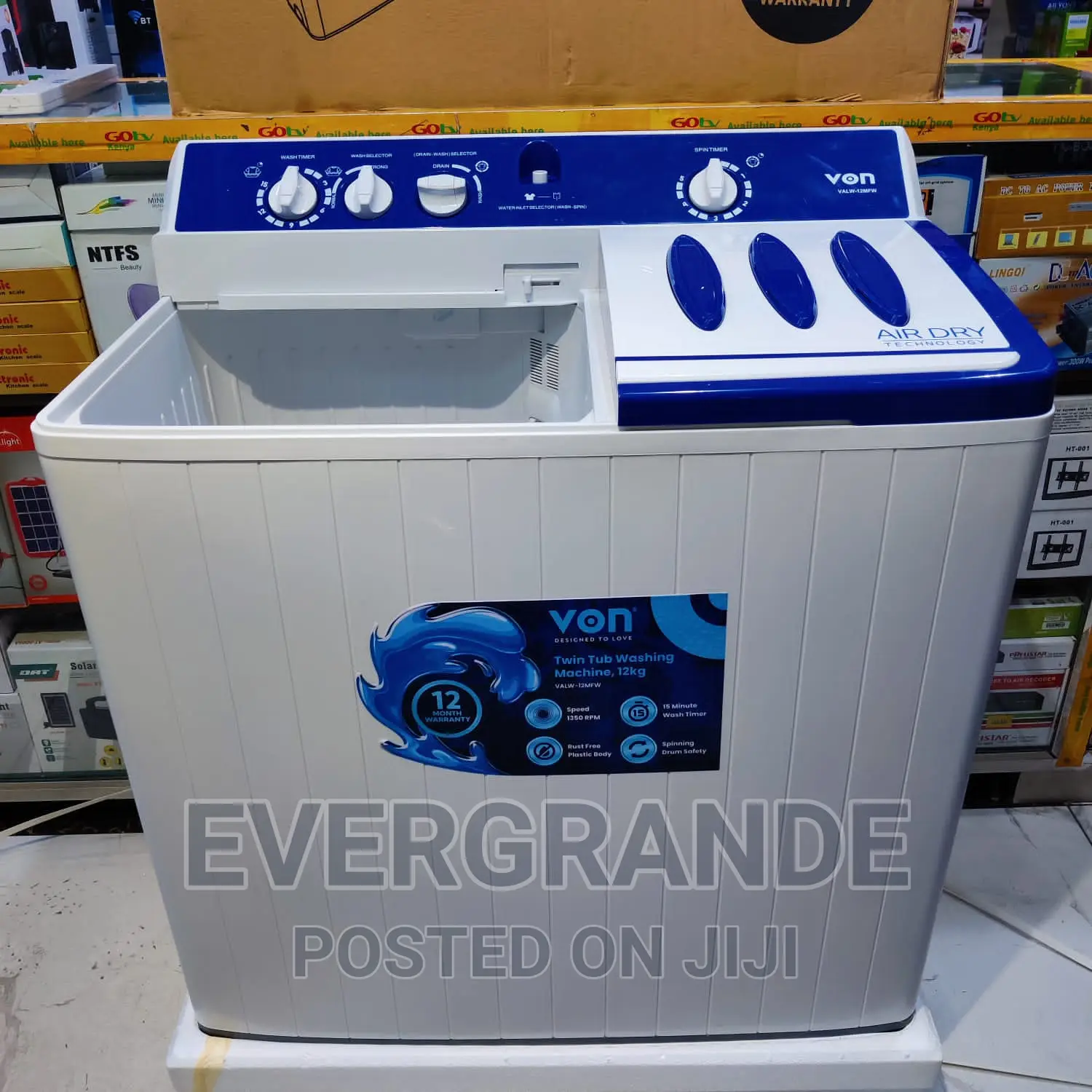 Von Washing Machine 12 Kg Twins Tab