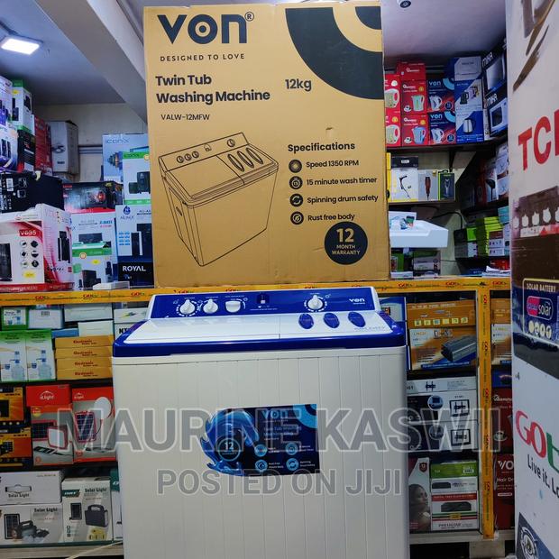 VON Twin Tub Washing Machine, White 12kg(valw-12mf