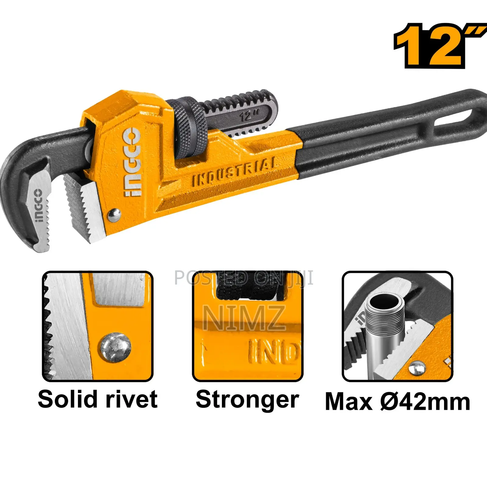 INGCO HPW0812 Pipe Wrench "Size:12"" (300mm)