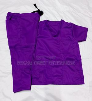 Professional Customized v-Neck CBC Purple Scrubs - main view