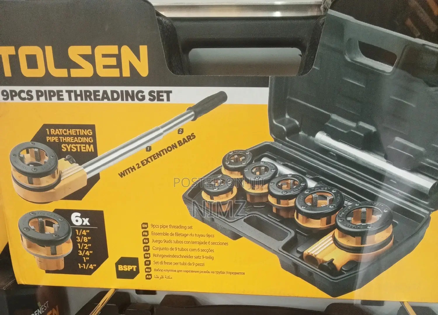 Threading Kit/Die Stock – 9 PCS (1/4 to 1-1/4”) (33011)