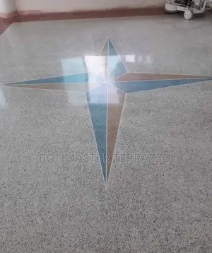 White Strips Terrazo Floor