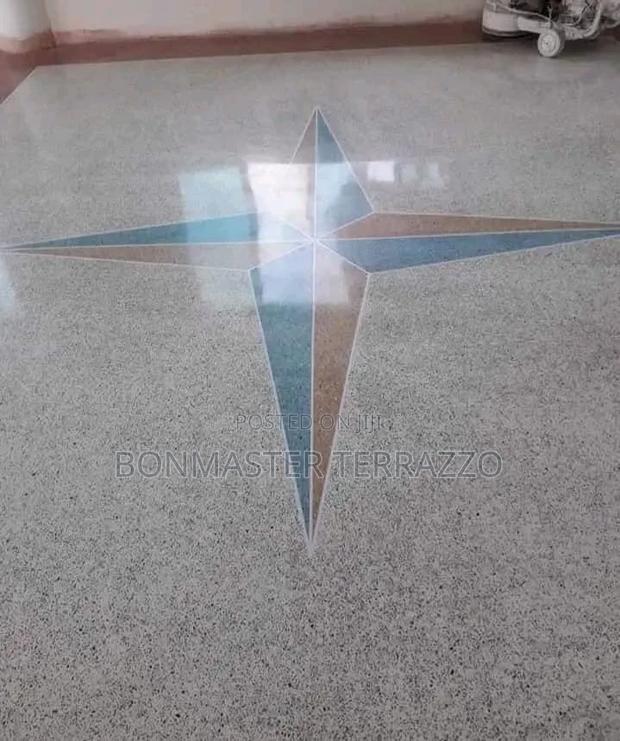 White Strips Terrazo Floor - main view