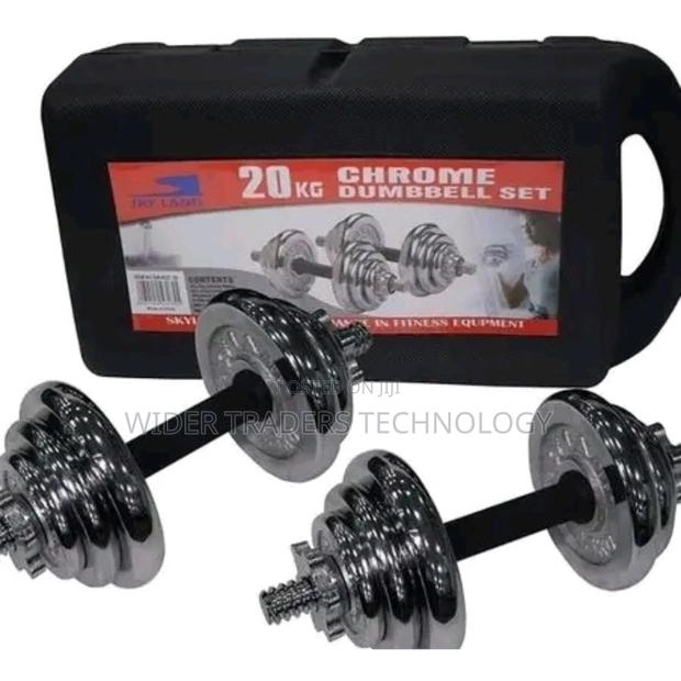 20KG Chrome Adjustable Dumbbell Set With Case - main view