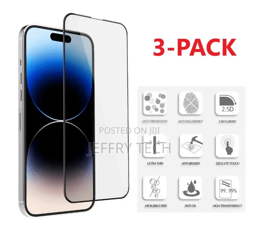 Apple iPhone 14 13 12 Pro Max Full Tempered Glass Screen Pro