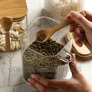 Glass Containers With Bamboo Lids Spoon
500ml