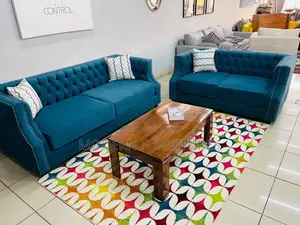 Blue 5 Seater Chesterfield Sofa