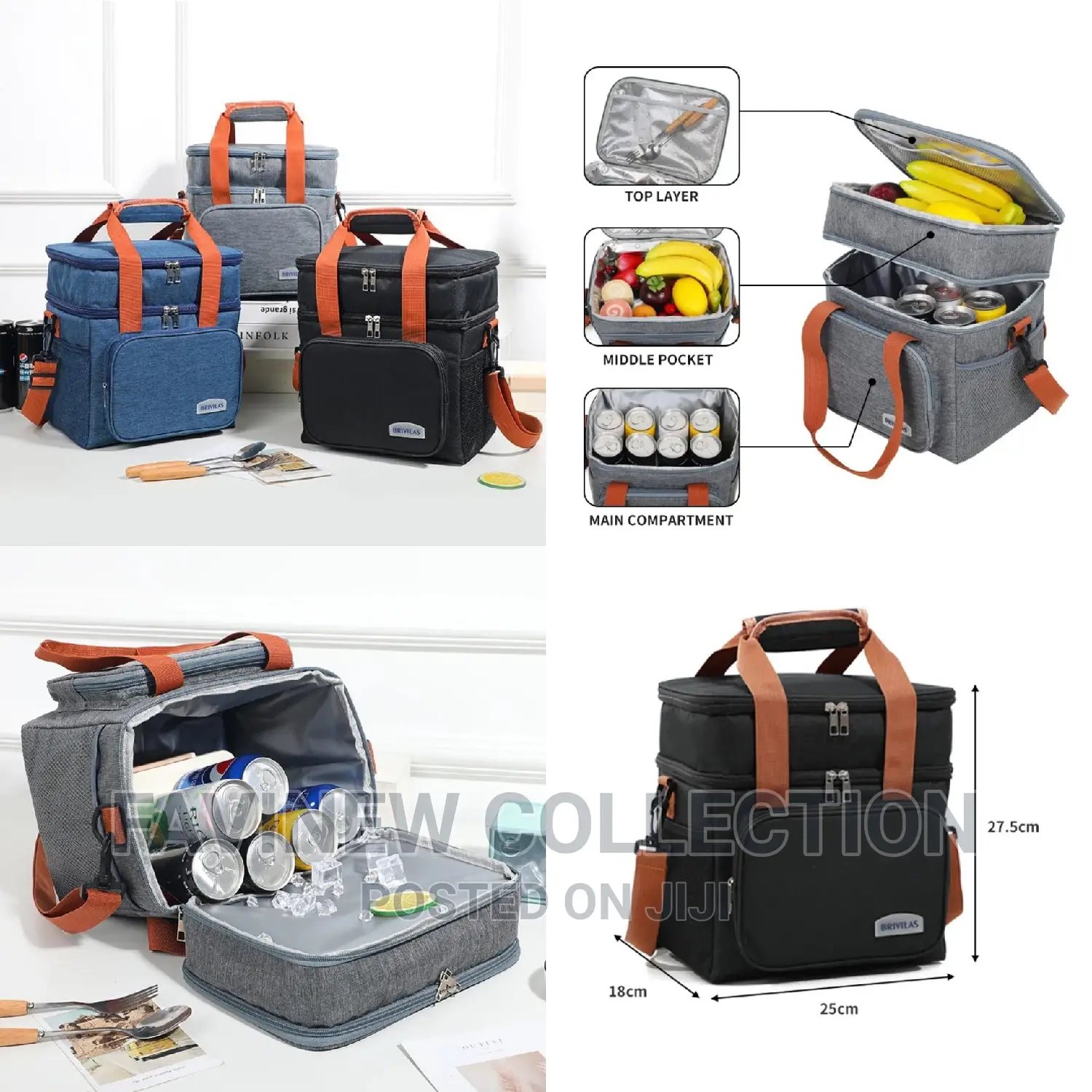Double Compartment(15L) Insulated Lunch Bag