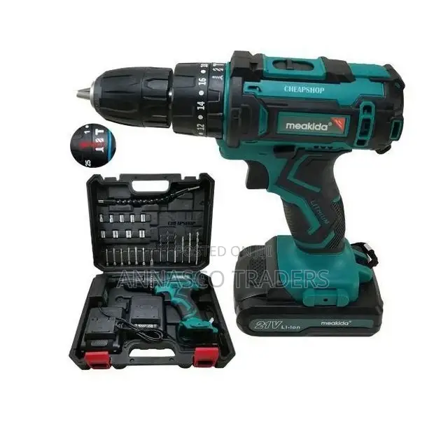 MEAKIDA 21V Cordless Drill and Bits, 2 Batteries