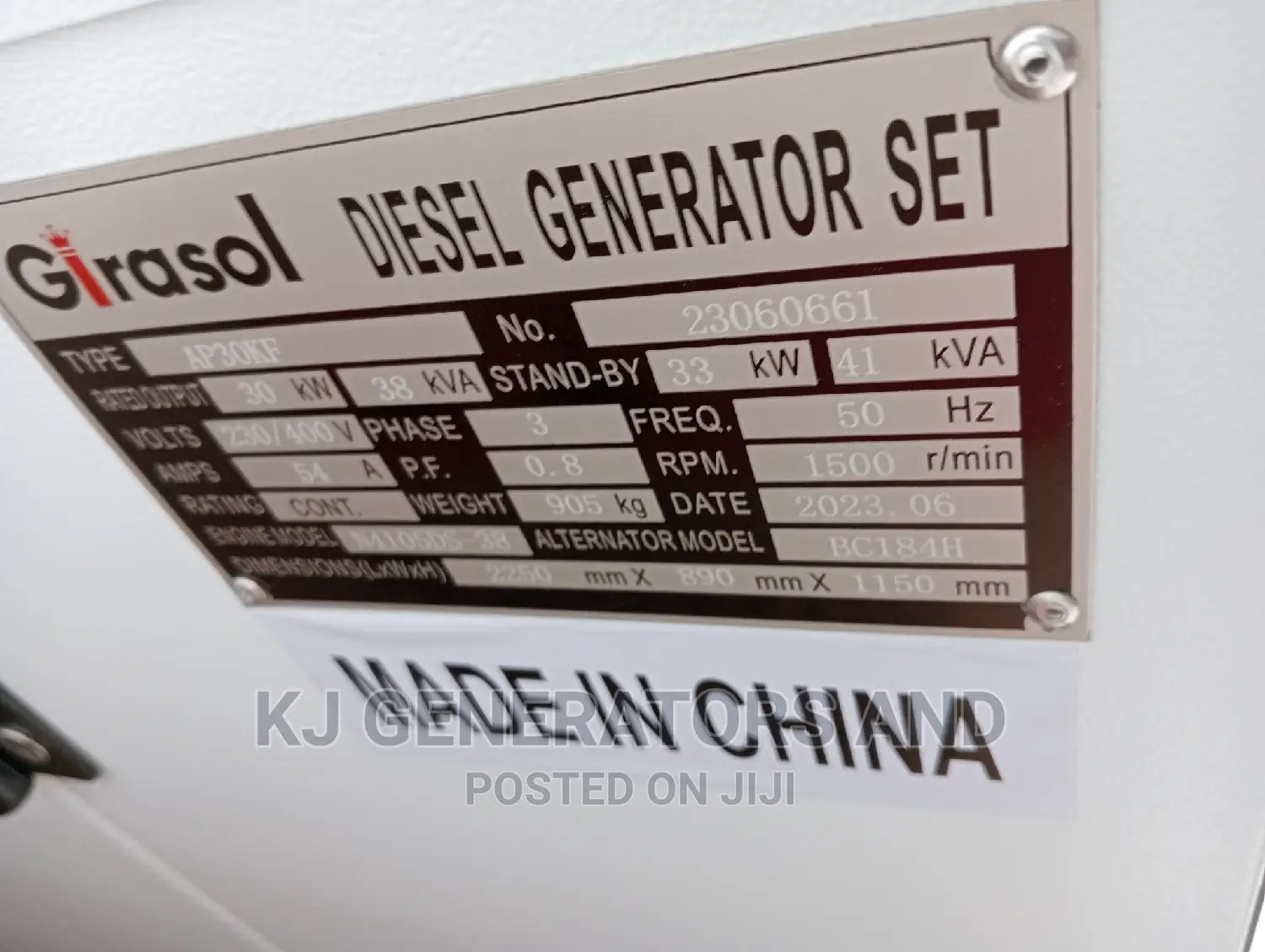 Girasol 37.5kva Silent Diesel Generator