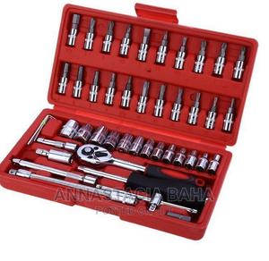 46pcs Socket Set 1/4 Car Tool Kit Ratchet Wrench Combination - thumbnail 2