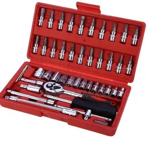 46pcs Socket Set 1/4 Car Tool Kit Ratchet Wrench Combination