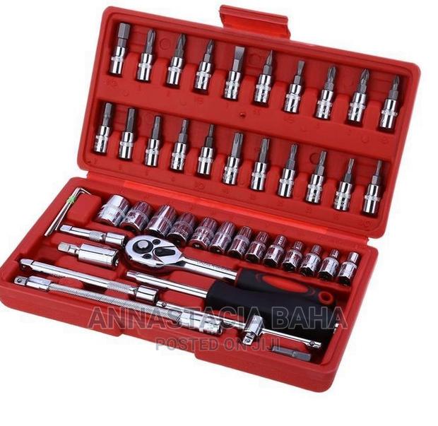 46pcs Socket Set 1/4 Car Tool Kit Ratchet Wrench Combination - main view
