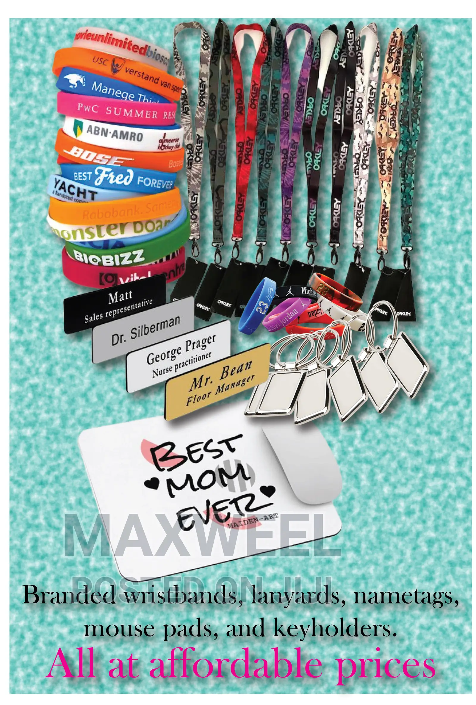 Branded Wristbands, Lanyards, Nametags, Mouse Pads,Keyholder