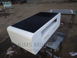 Coffee Table White Plain Glasstop Black. - thumbnail 2