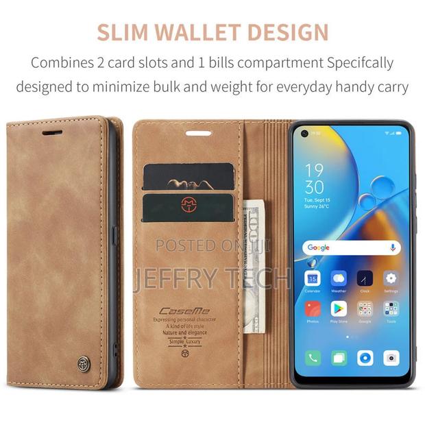 Caseme OPPO A98 4G Retro Flip Leather Wallet Case Brown - thumbnail 2