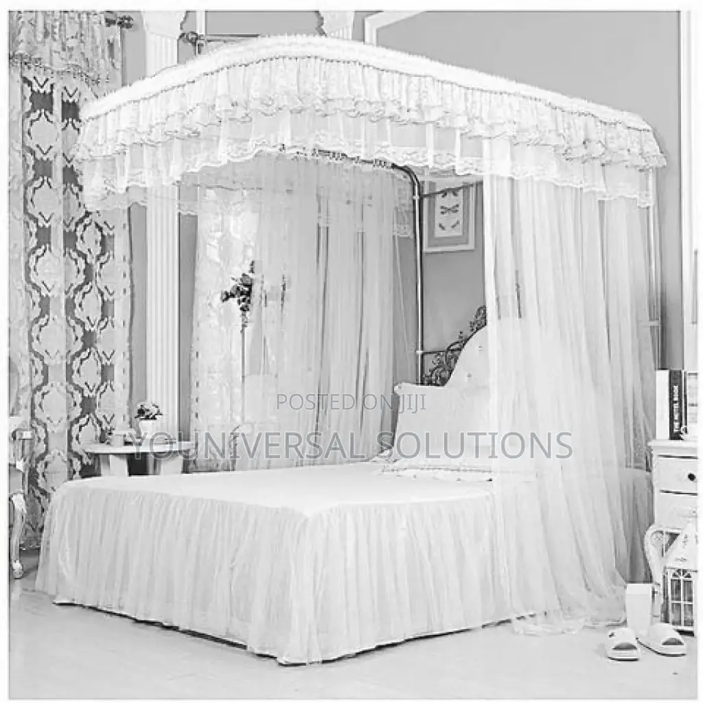 White 2stand Mosquito Net With Rail