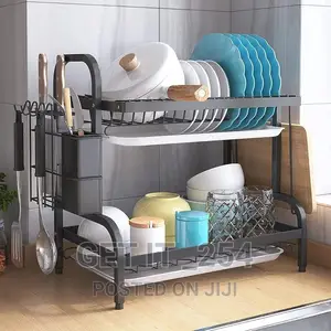 *High Quality Heavy Duty 2tier Dish Rack With Cutlery Holder
