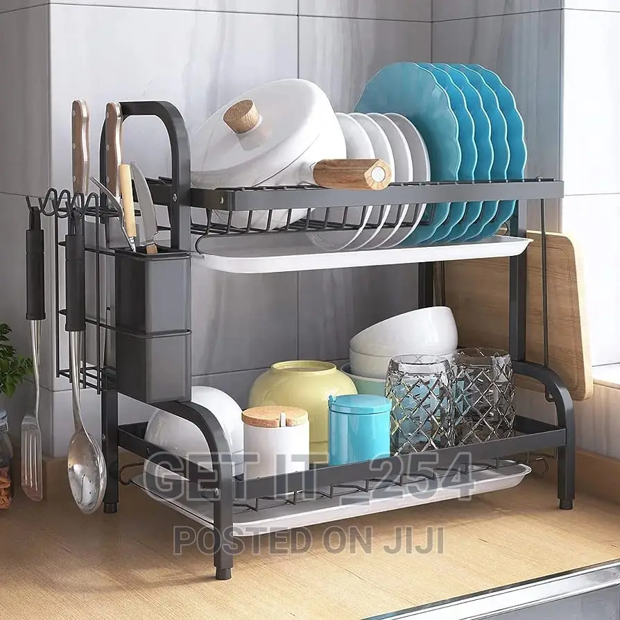 *High Quality Heavy Duty 2tier Dish Rack With Cutlery Holder