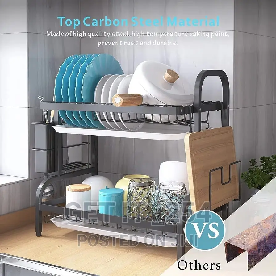 *High Quality Heavy Duty 2tier Dish Rack With Cutlery Holder