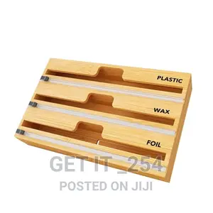 3in1 Bamboo Kitchen Foil Wrap Dispenser With Cutter