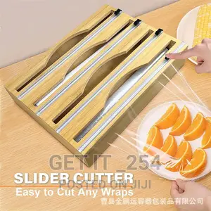 3in1 Bamboo Kitchen Foil Wrap Dispenser With Cutter