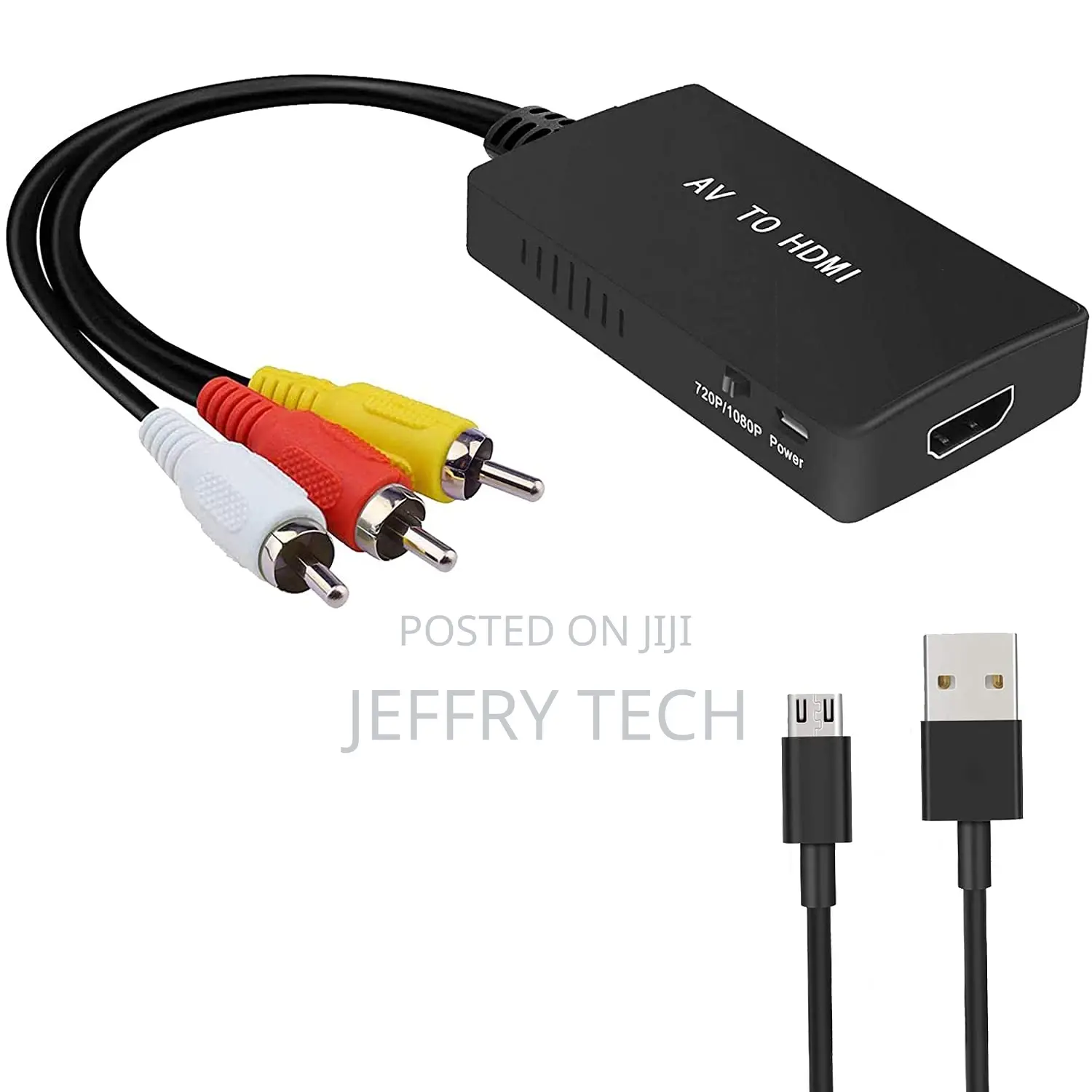 AV to HDMI Converter 3 CVBS RCA Adapter, Supports PAL NTSC 1