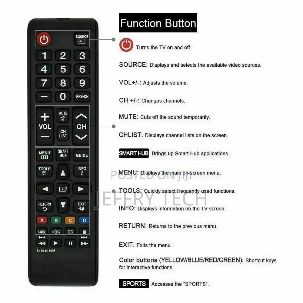 Remote Control for All Samsung LCD LED HD Smart TV Ultra