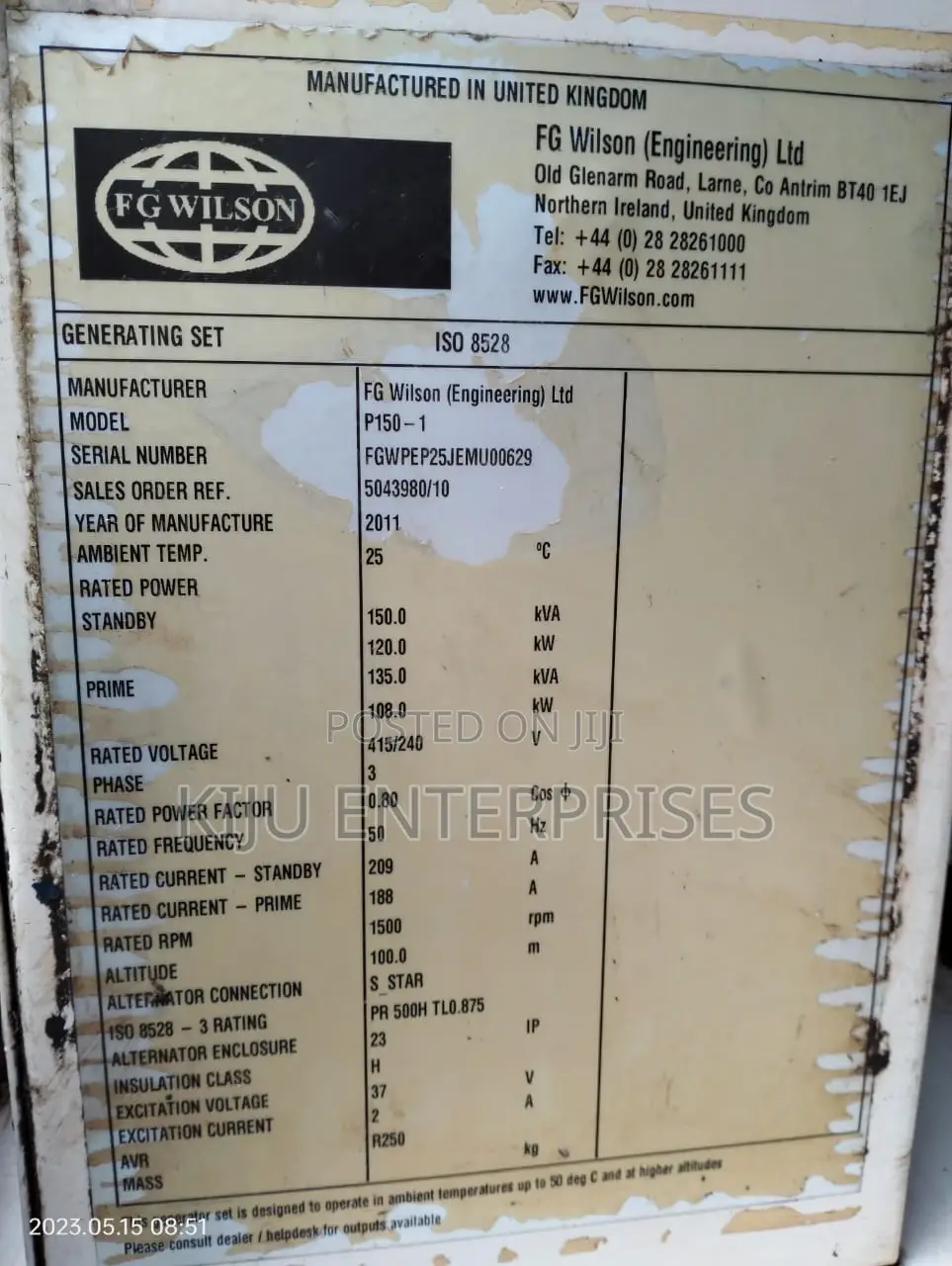 Perkins 150 Kva