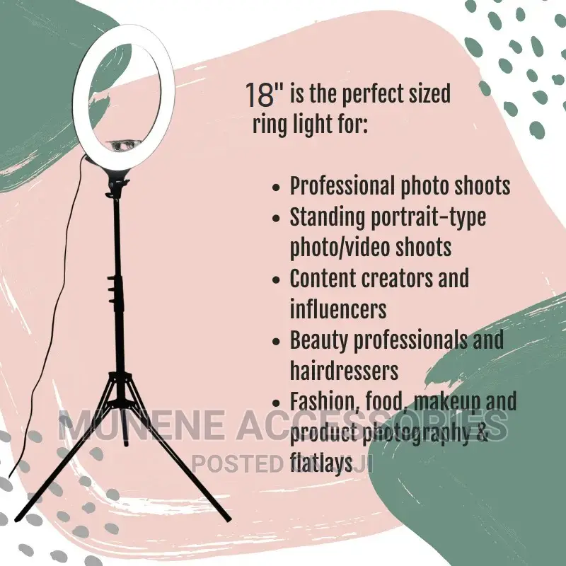 18inch Ringlight 2.1M Tripod -Remote - 3 Phone Holder