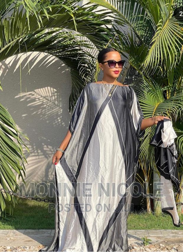 Orange Print Silk Deras With Scarf - thumbnail 3