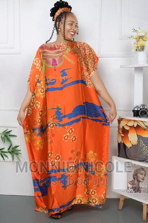 Orange Print Silk Deras With Scarf - thumbnail 2