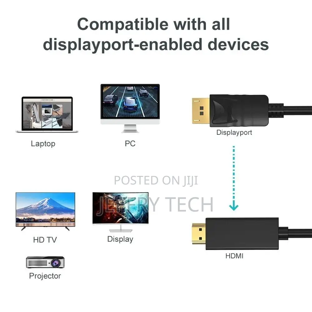 6ft Display Port (DP) Male to HDMI Male Cable Cord Adapter C
