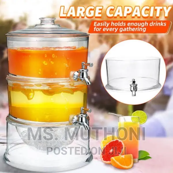 ACRYLIC JUICE DISPENSER With Bottom Ice Cube Compartment