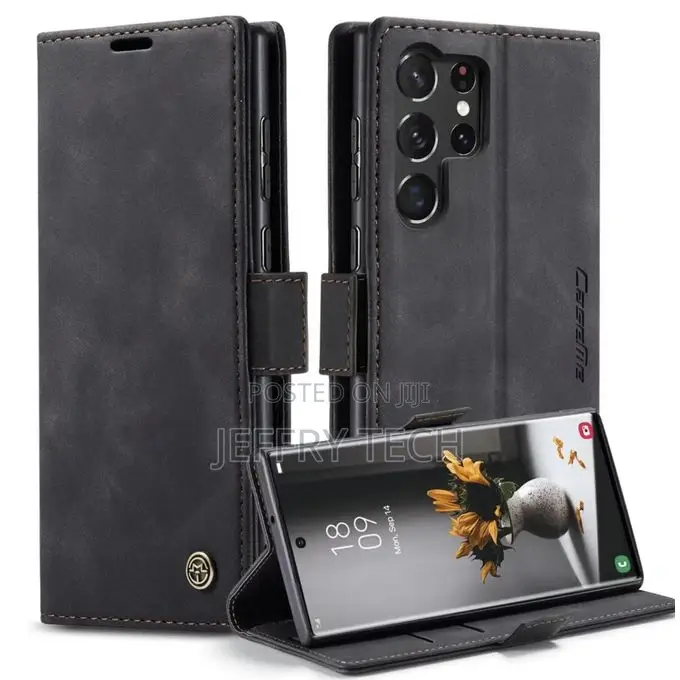 Generic Galaxy S23 Ultra Case, Retro PU Leather Wallet Case