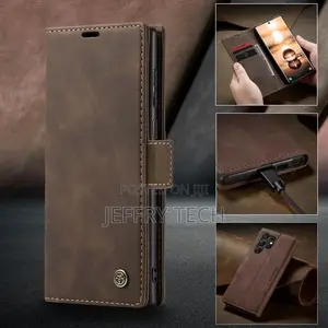 Generic Galaxy S23 Ultra Case, Retro PU Leather Wallet Case