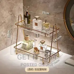 Cosmetic Organizer 
With 2acrylics Trays ,Wrought Iron Stand
