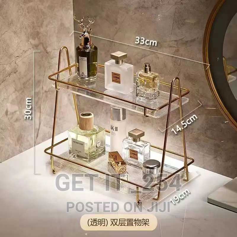 Cosmetic Organizer 
With 2acrylics Trays ,Wrought Iron Stand