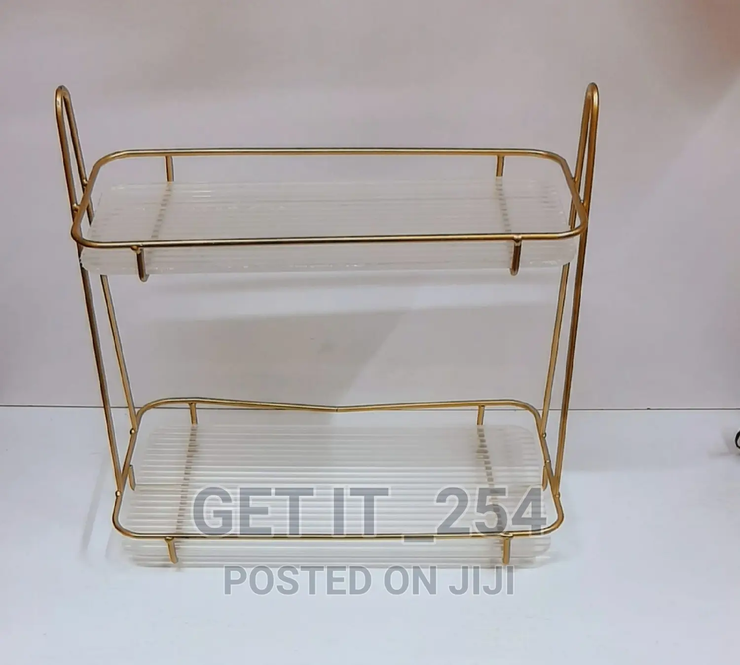 Cosmetic Organizer 
With 2acrylics Trays ,Wrought Iron Stand
