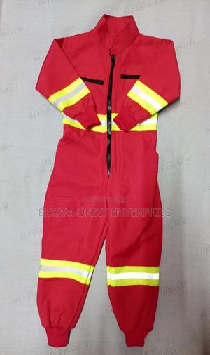 Customized Red Reflective Firefighter Kids Overall - main view