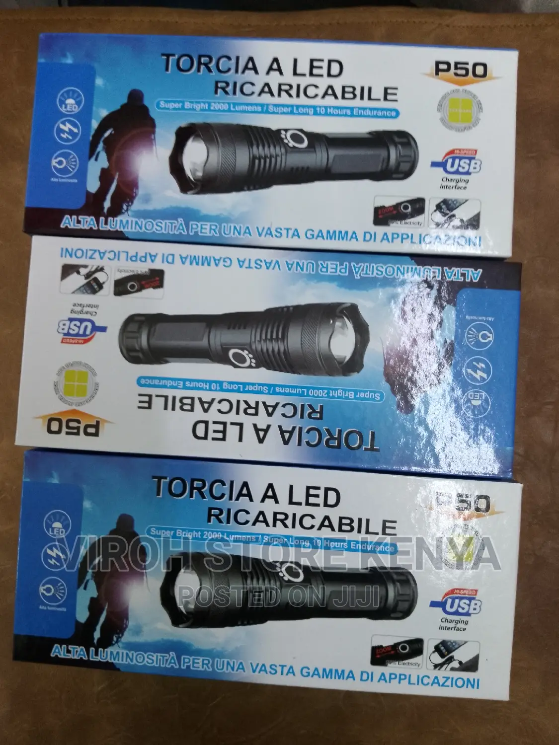 Torcia Aluminum 2000 Lumens Torch P50 Zooming Torch
