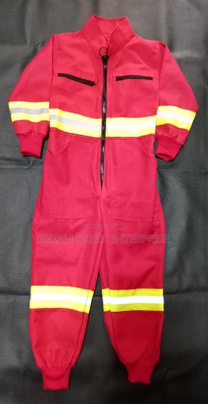 Durable Reflective Red Firefighters Kids Overall - main view