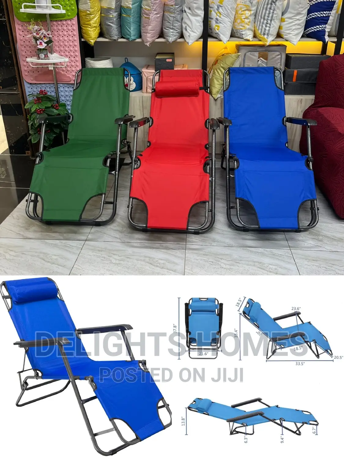 2-in-1 Beach Lounge Chair Camping Chair