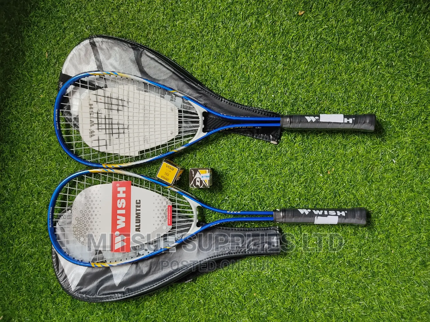 Wish Squash Racket Combo ( 2 Rackets+ 2 Balls Double Dot)