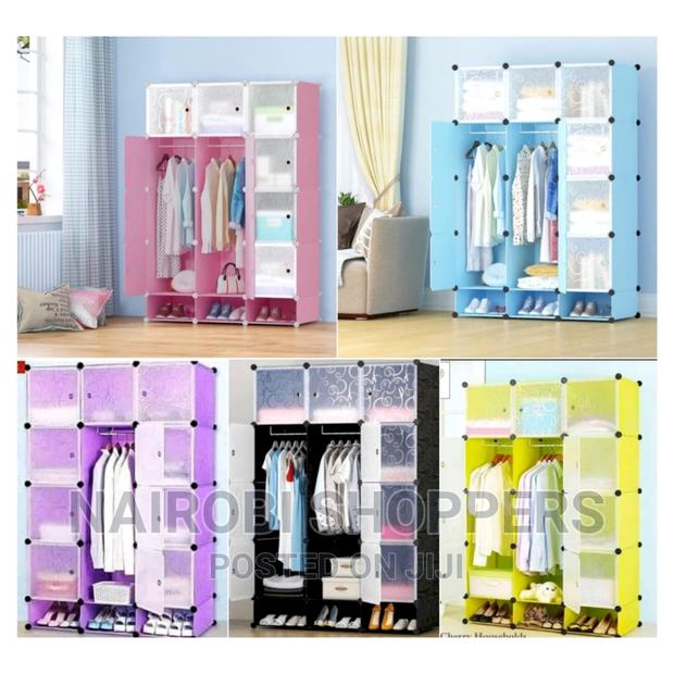 Portable Plastic Wardrobe With 3 Columns