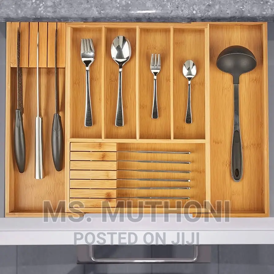 *Expandable Wooden Cutlery Drawer Organizer